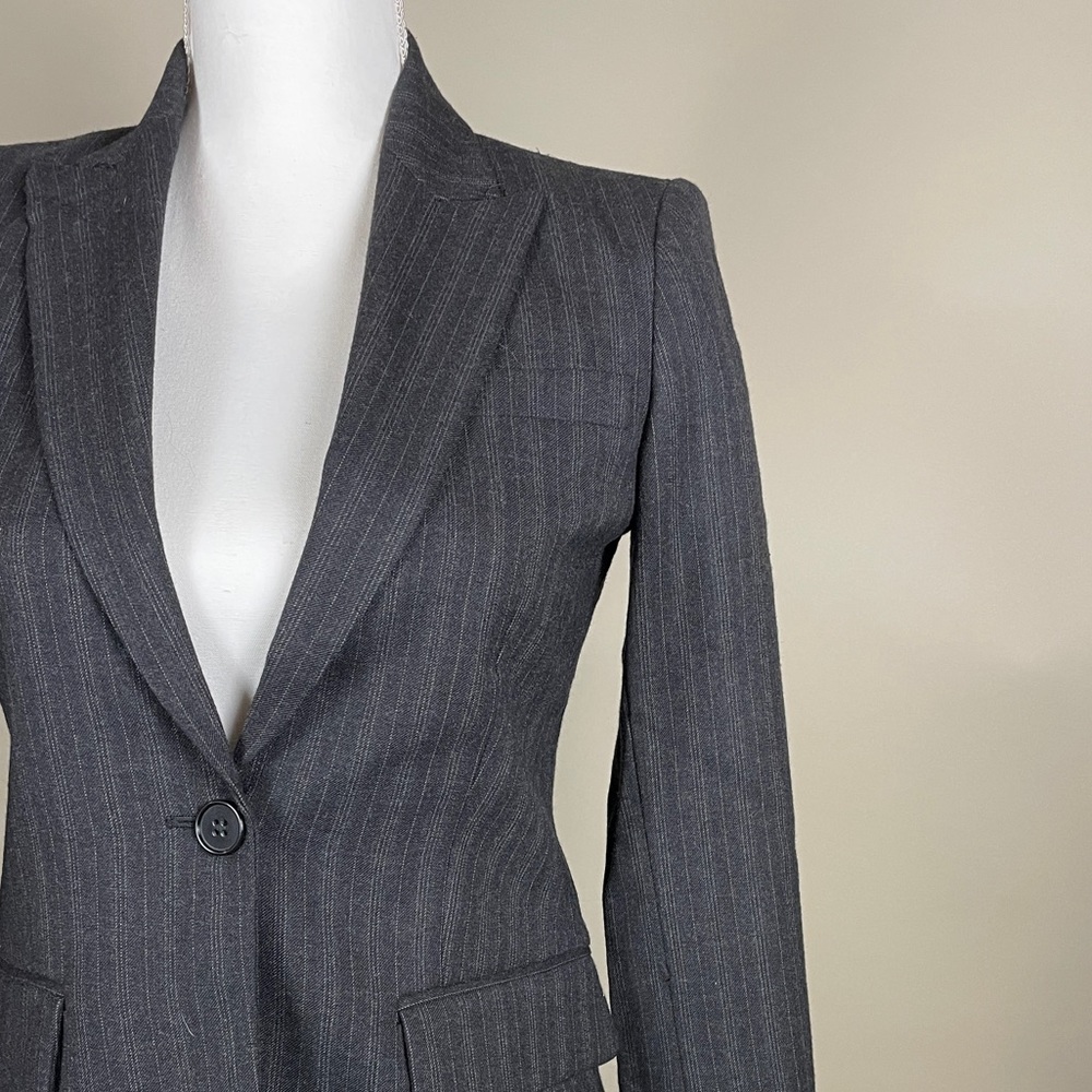Theory Wool Blazer in a Luxe Grey Stripe